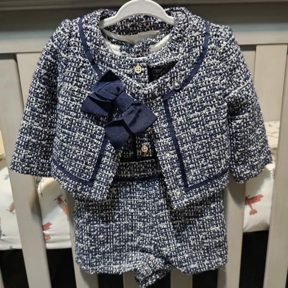 Janie & JackHoliday Boucle Romper and Jacket12-18m